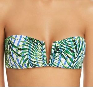 Red Carter  Green Nylon Bandeau Swim Top